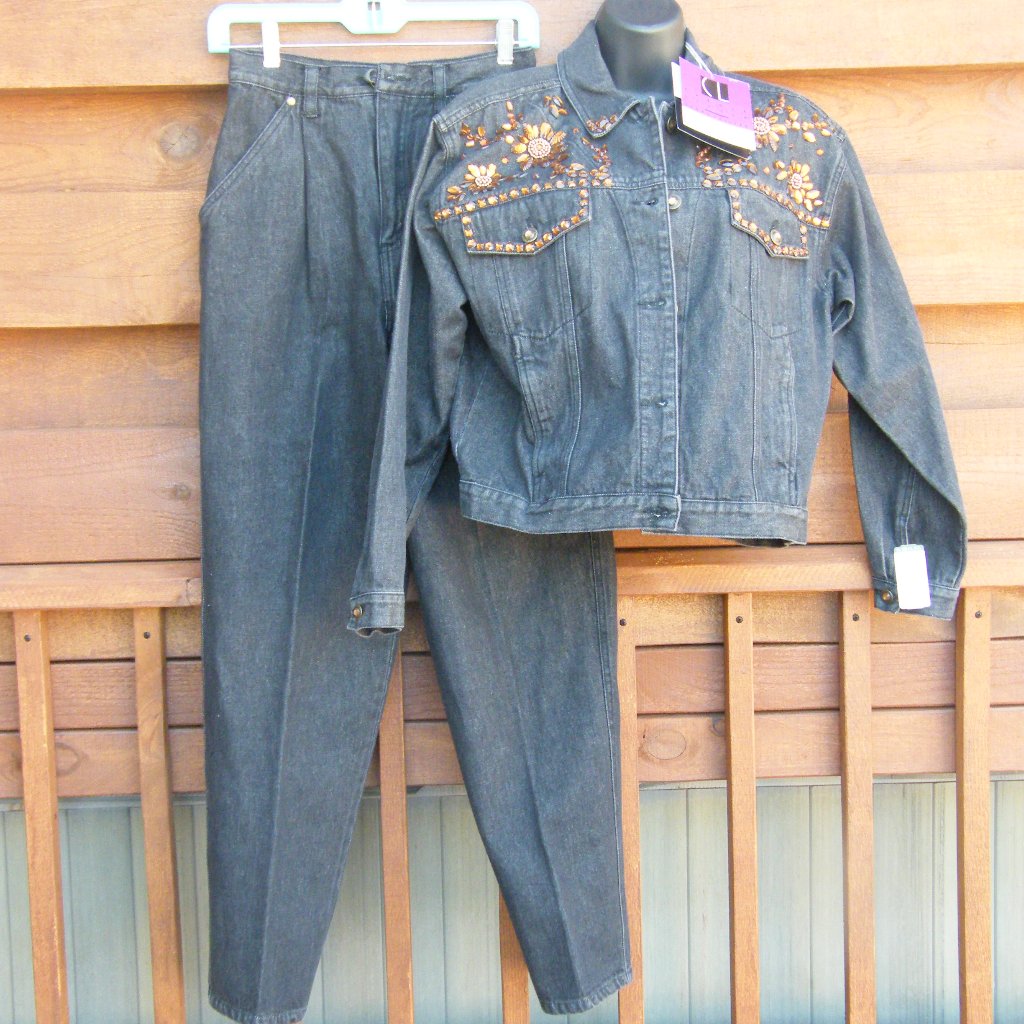 Black Denim Jacket/Pants-2 Piece Petite Set
